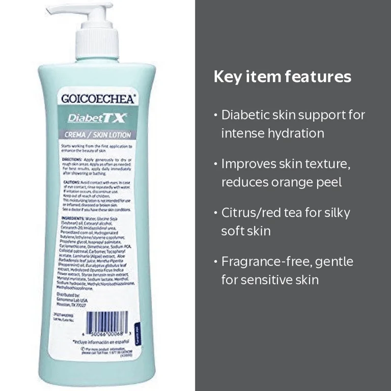 Goicoechea Diabet TX Skin Lotion, 13.5 oz, Fragrance Free, Intensive Moisturizing for Dry Skin