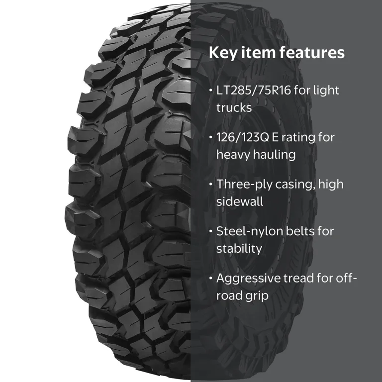 MT GLADIATOR LT285/75R16タイヤ　ホイール込み Gladiator, Light Truck Tire, LT285/75R16 126/123Q E, Mud Terrain