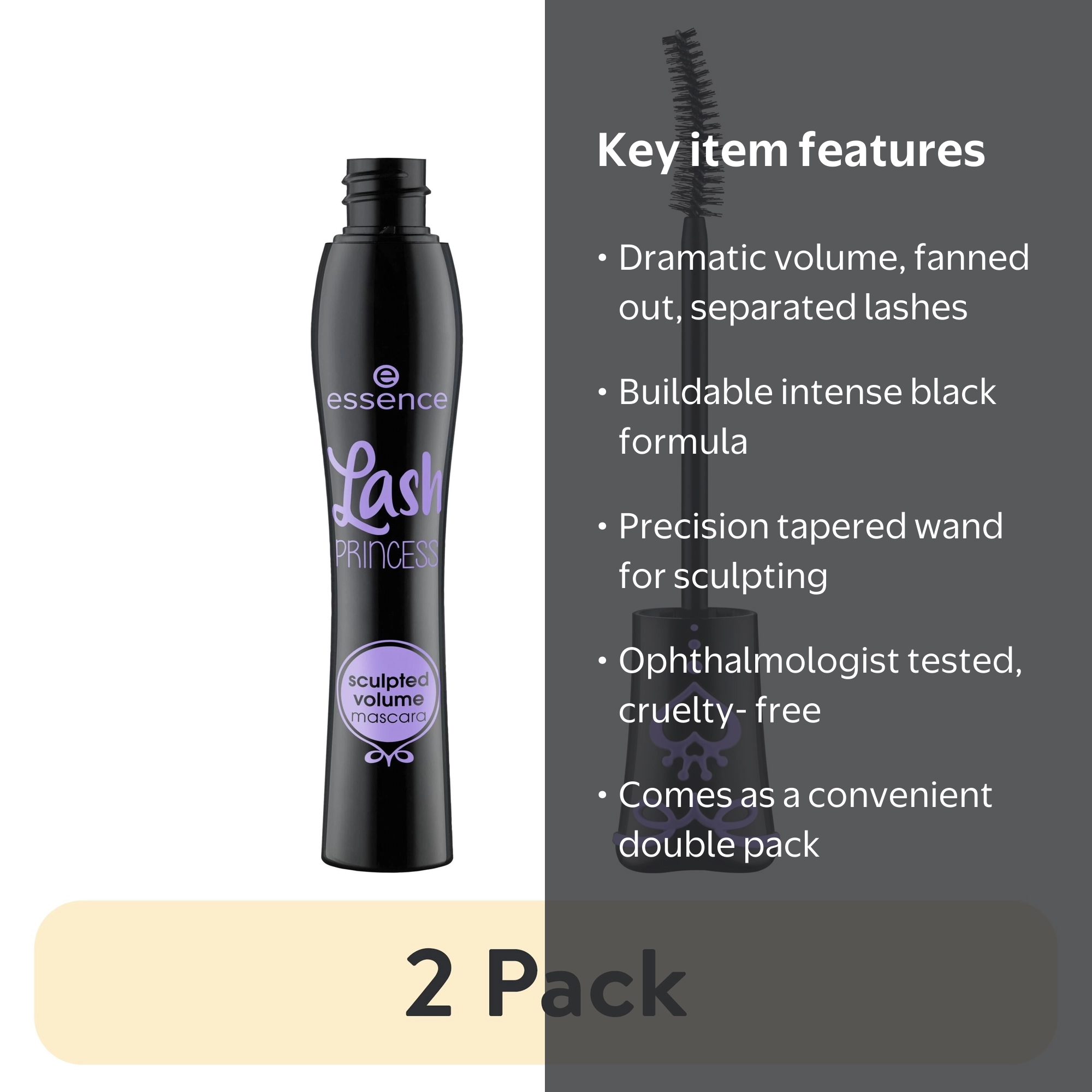 2 pack) essence Lash Princess Sculpted Volume Mascara, Black