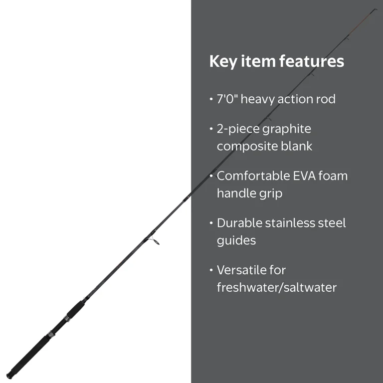 Ozark Trail Grit Stick Spinning Fishing Rod, Heavy Action, 7 ft, 2
