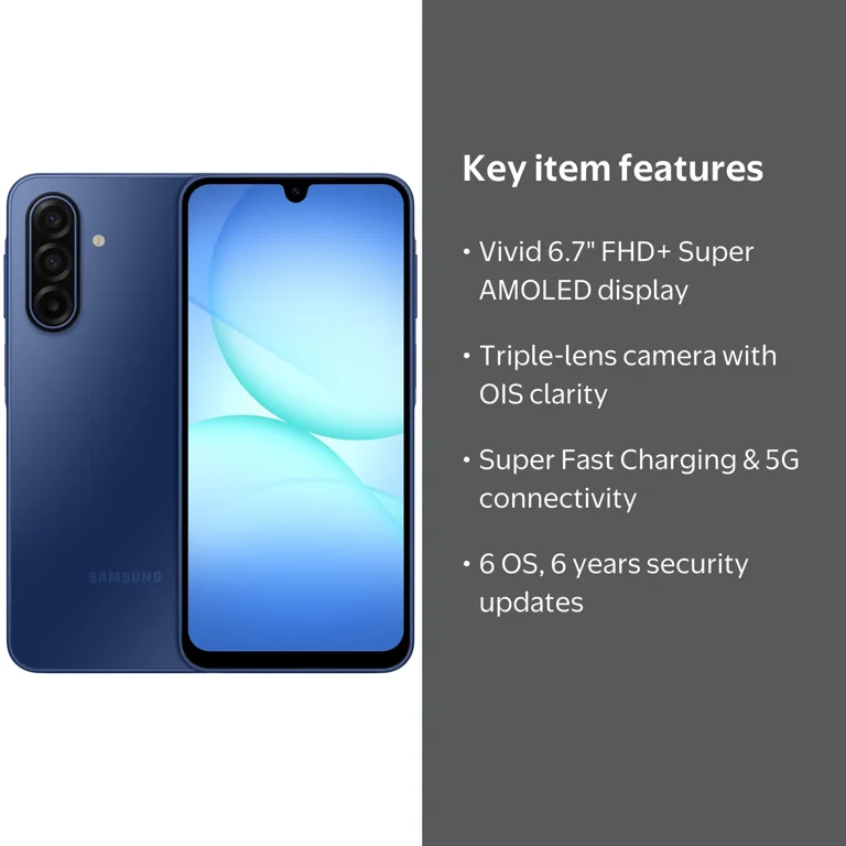 Samsung Galaxy A17 128GB Smartphone (Unlocked), Blue - Walmart.com