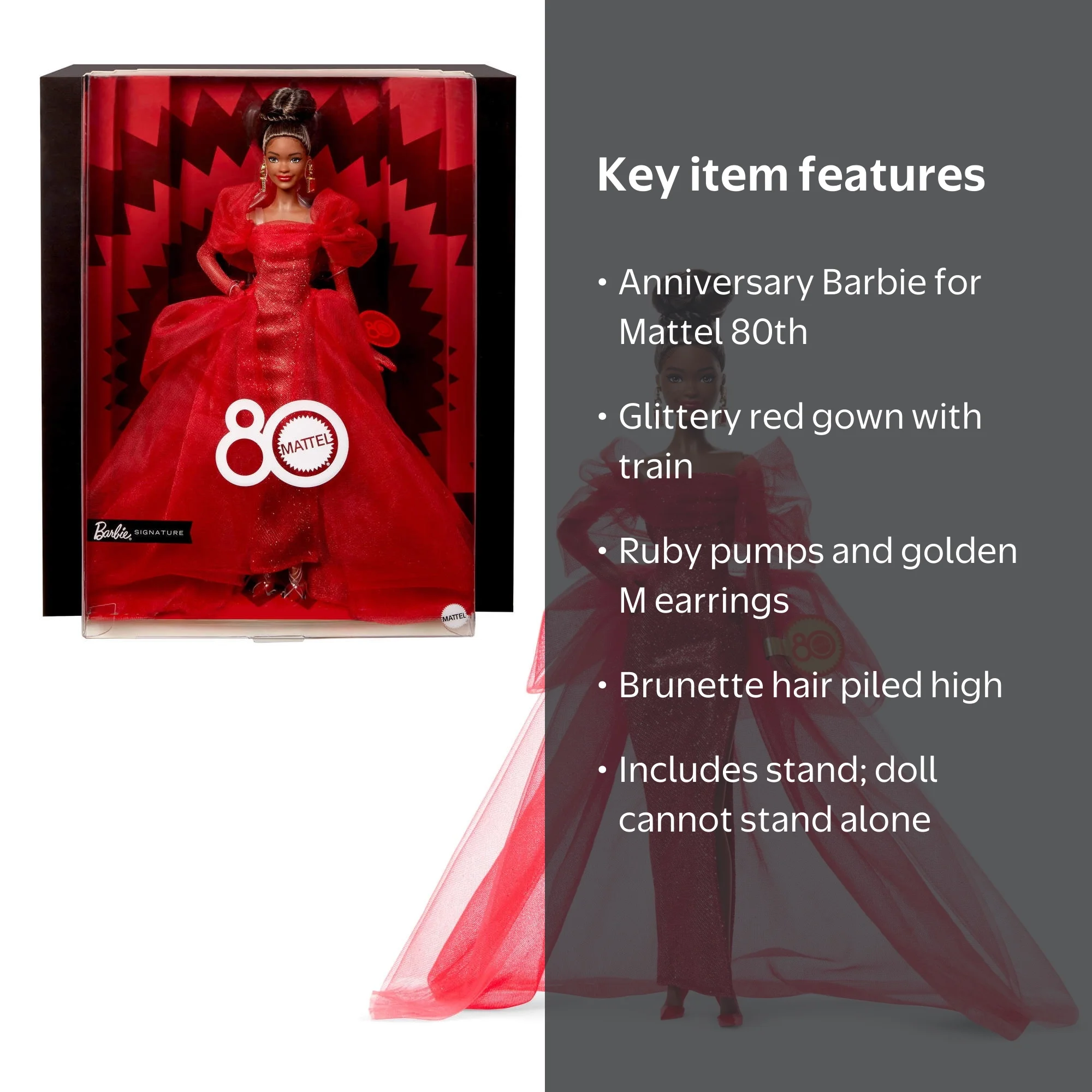 Barbie, Collectible Doll, 80th Anniversary, Glittery Red Tulle