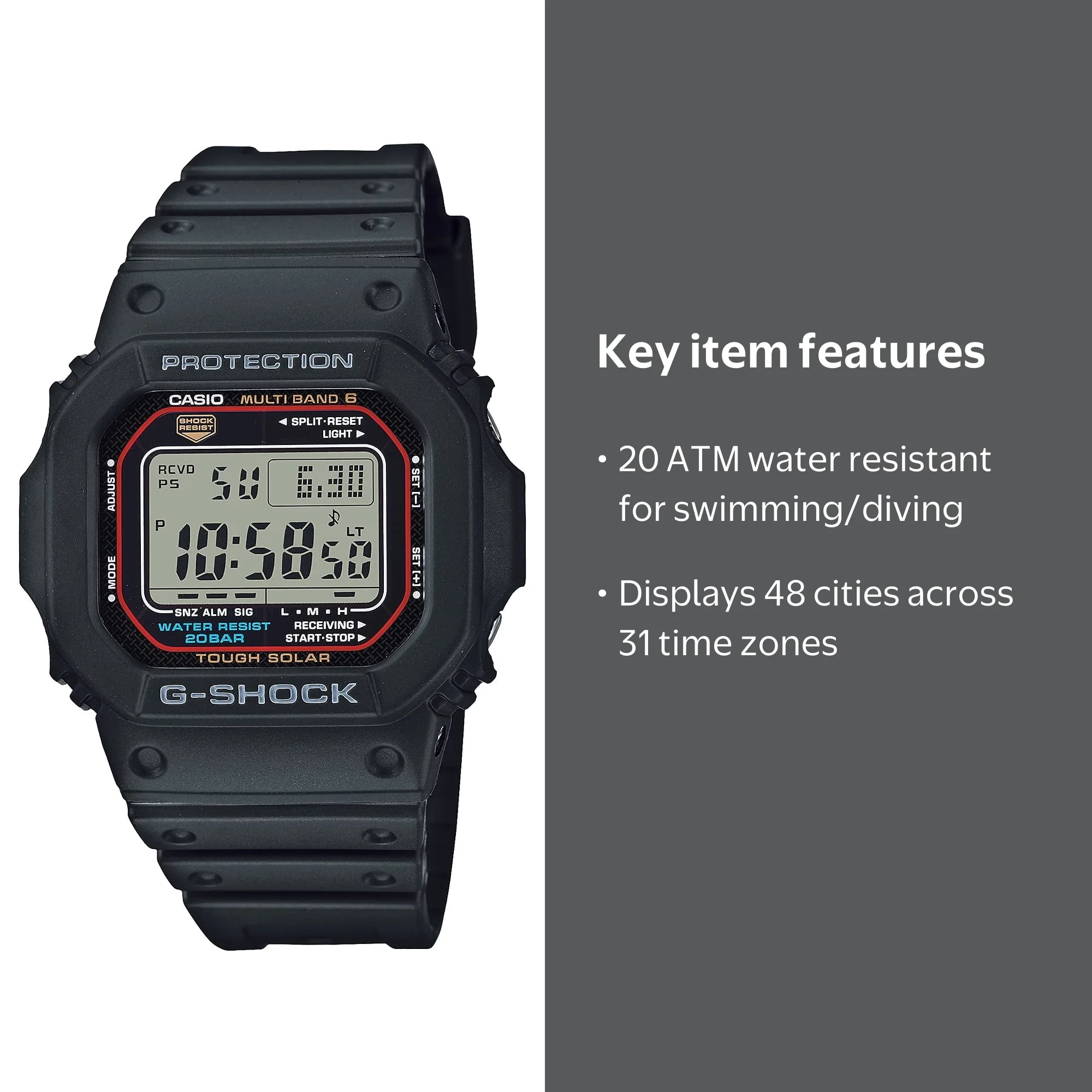 Casio Tough Solar Illuminator Digital Watch GW-M5610U - Water