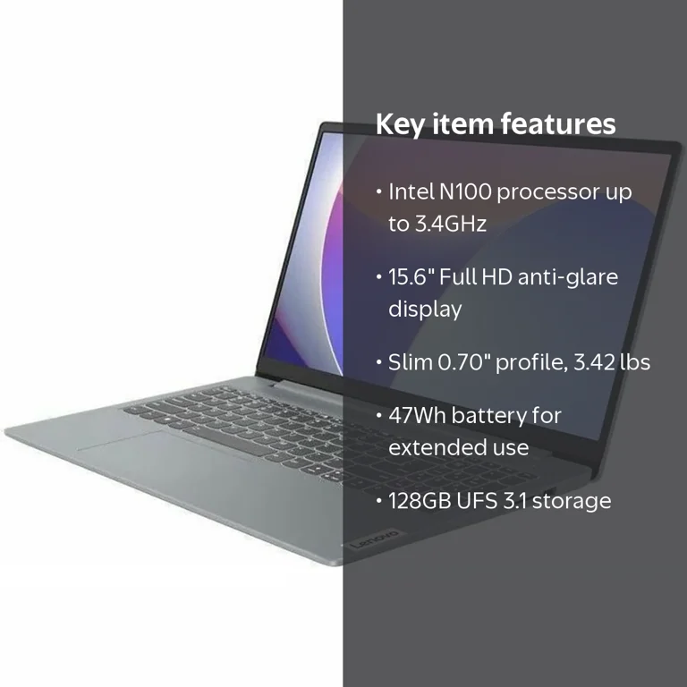 Lenovo, IdeaPad Slim 3 15IAN8 Laptop, Arctic Gray, 15.6