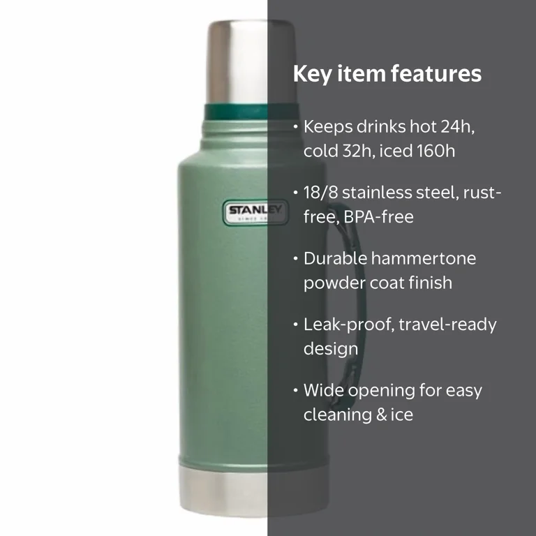 Stanley Classic Stainless Steel Insulated Vacuum Bottle - Walmart.com
