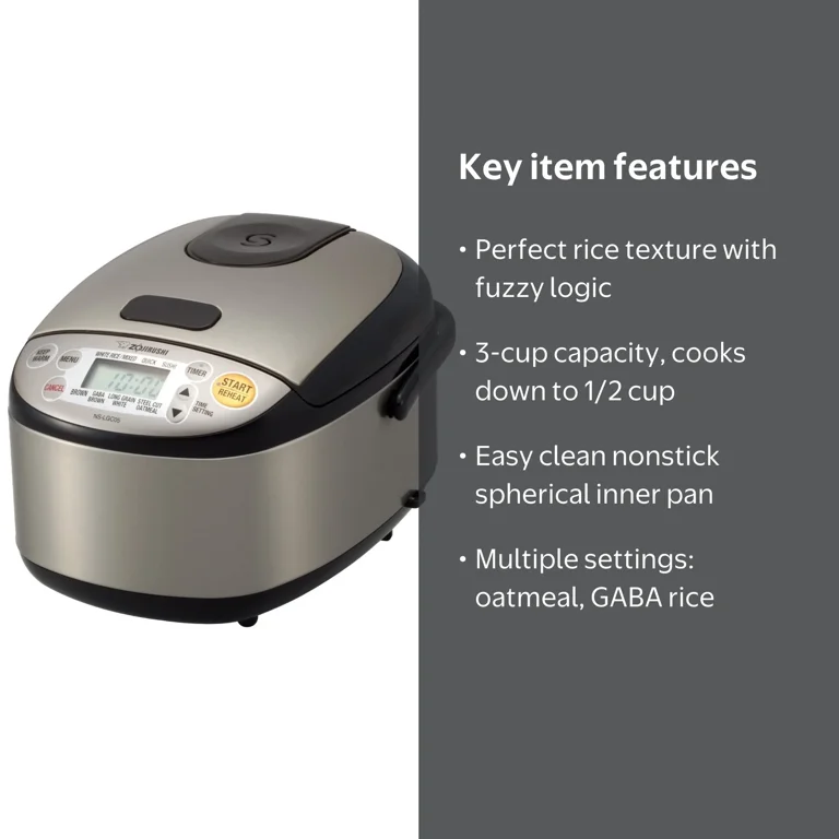 Zojirushi 3-Cup Stainless Black Micom Rice Cooker & Warmer with
