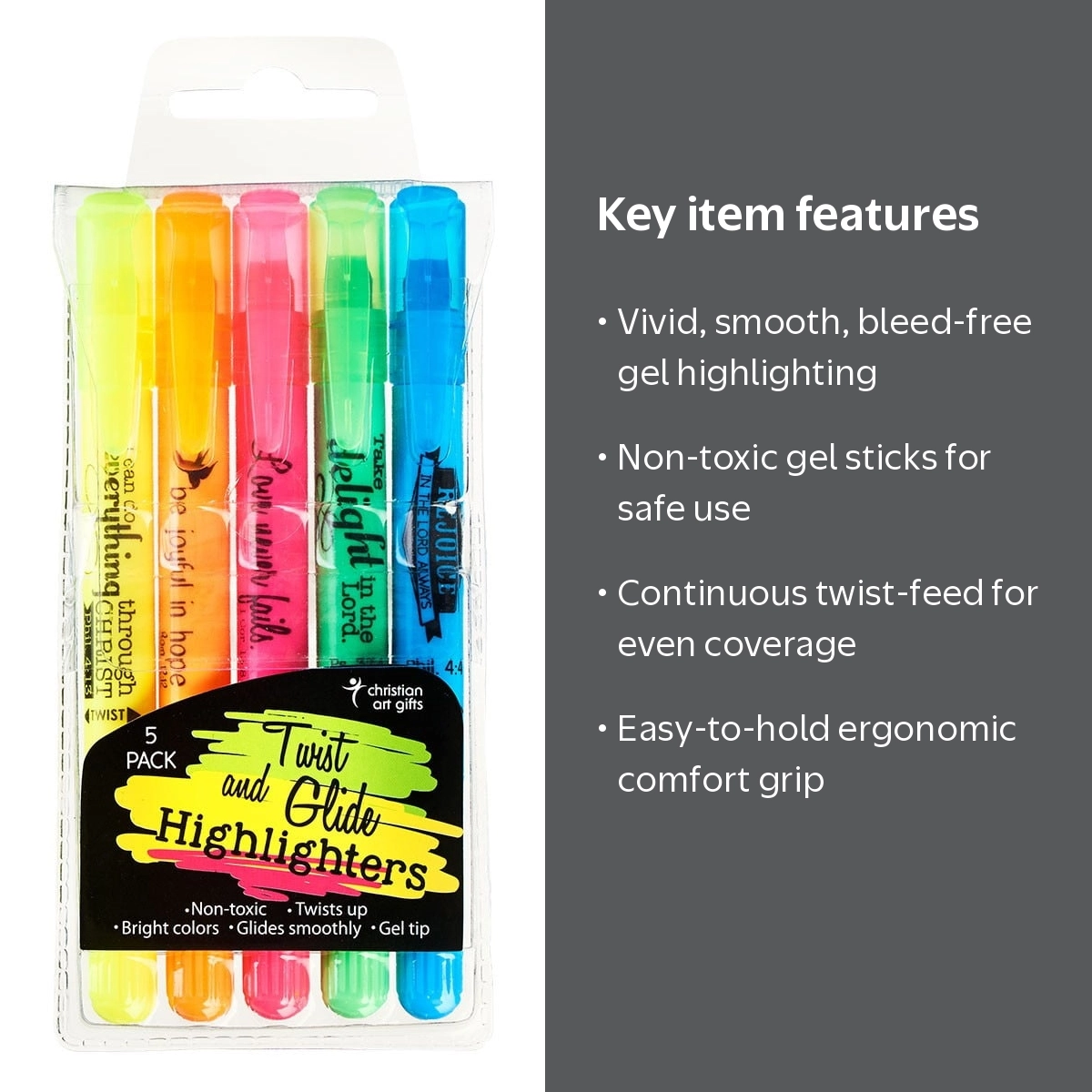 t*n様 【コレクター向】レインボーパイライト　水晶クラスター　パイライトインク Christian Art Gifts Gel Highlighter Set Twist Motion 5 Piece