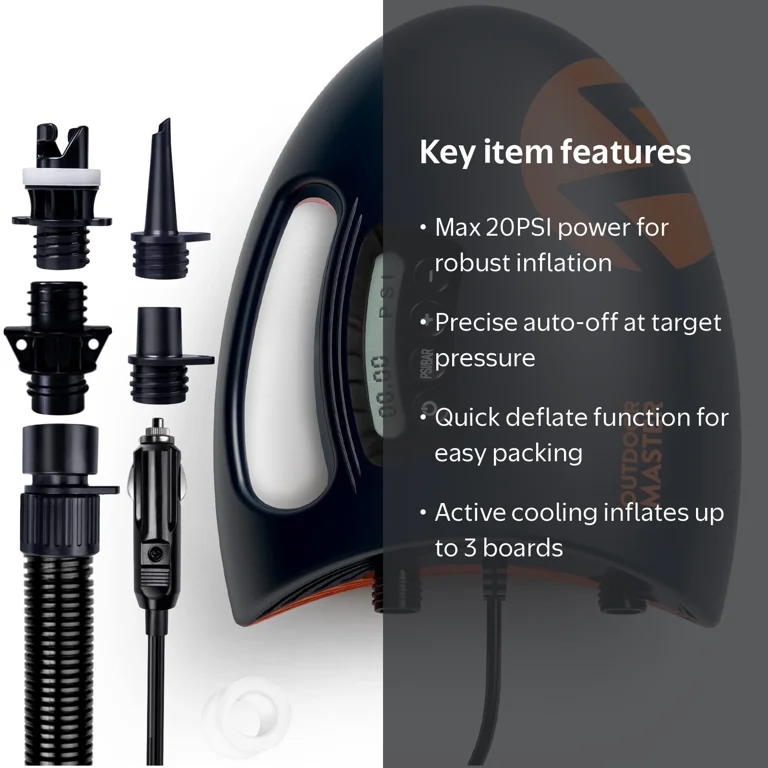 OutdoorMaster 電動空気入れ THE SHARK OP20 OutdoorMaster, High Pressure SUP Air Pump, 20PSI, Auto-Off