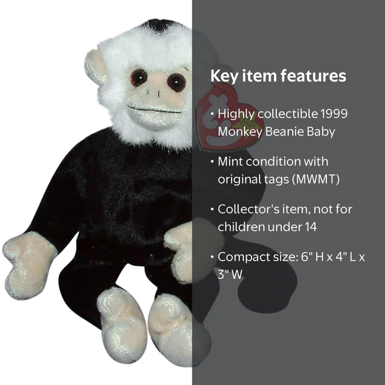 Ty Beanie Baby, Mooch the Spider Monkey, Collectible Stuffed