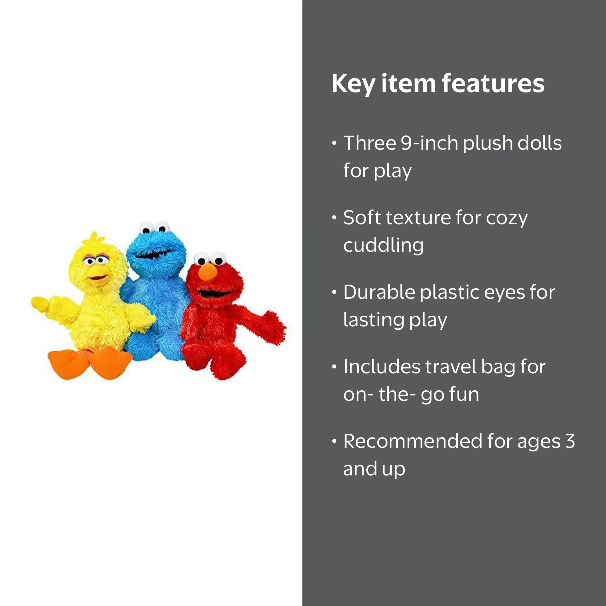Sesame Street Best Soft Baby Toys: Mini Plush Elmo, Cookie Monster