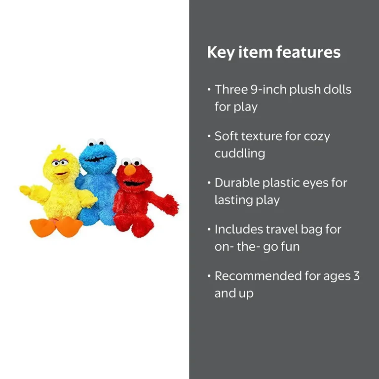 Sesame Street Best Soft Baby Toys: Mini Plush Elmo, Cookie Monster