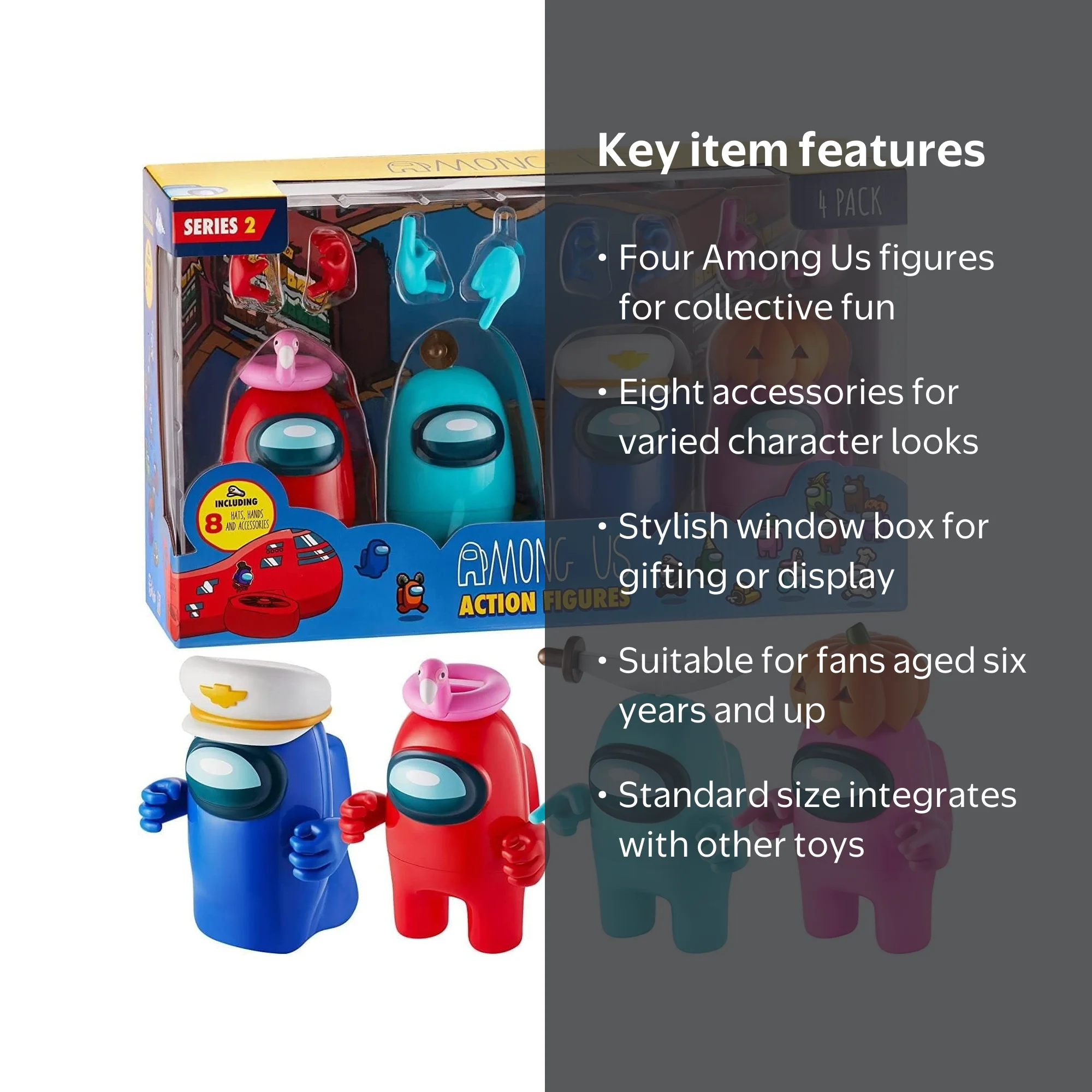 Among Us Collectible Toy Playset: 4 Pack Action Figures (S2