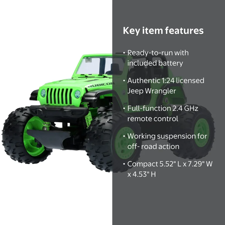 Adventure Force 1:24 Jeep Wrangler Rubicon RC Vehicle, Green