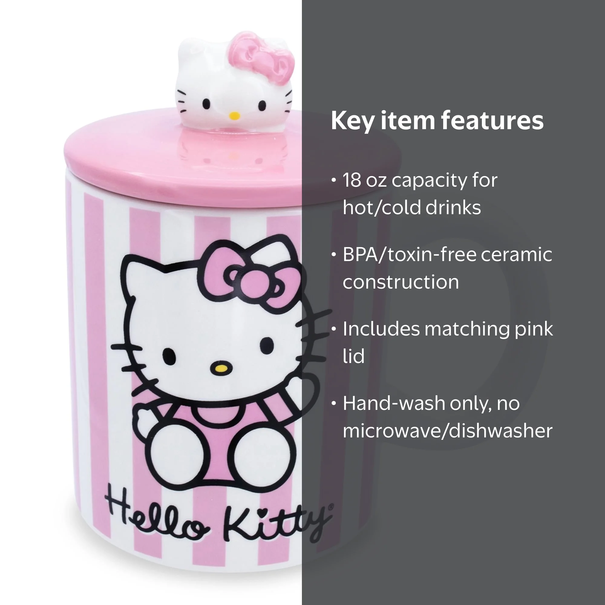 Sanrio Hello Kitty Ceramic Mug with Lid, Holds 18 Ounces - Walmart.com