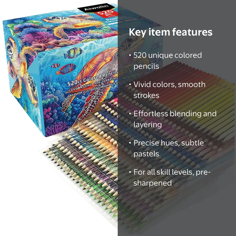 520 Colored Pencils, Rich Pigmented Soft Core Coloring Pencils