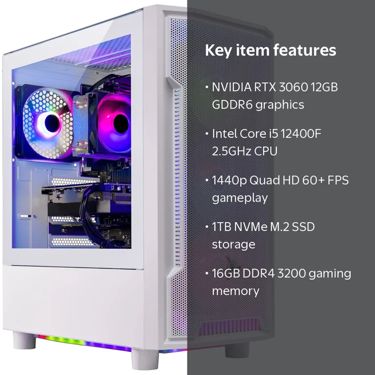 Skytech Archangel Gaming PC with Intel i5 12400F, GeForce RTX 3060