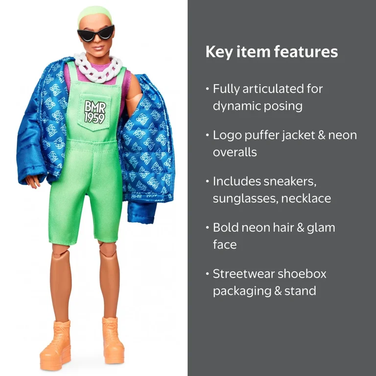 Fashion Barbie BMR1959 Doll in Neon Overalls & Puffer Jacket