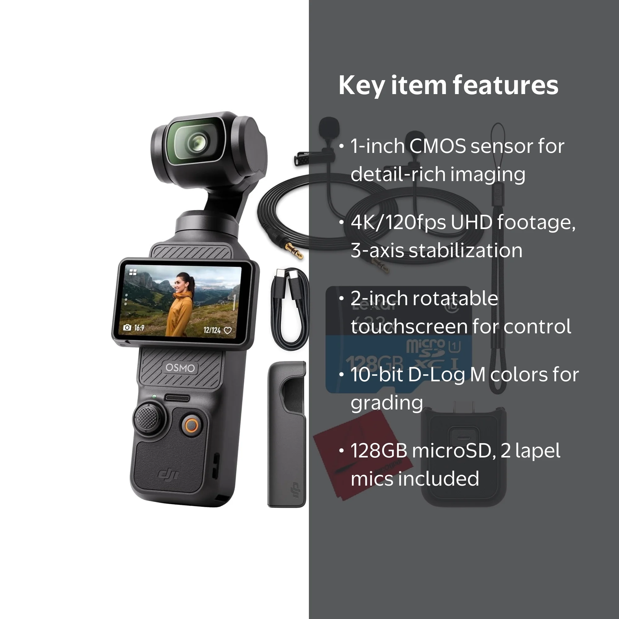 DJI, Vlogging Camera, Osmo Pocket 3, 1'' CMOS, 4K/120fps - Walmart.com