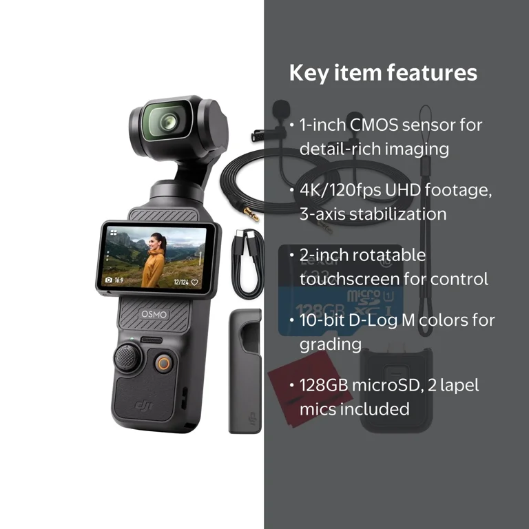 カメラ【DJI OSMO】 DJI, Vlogging Camera, Osmo Pocket 3, 1'' CMOS, 4K/120fps - Walmart.com