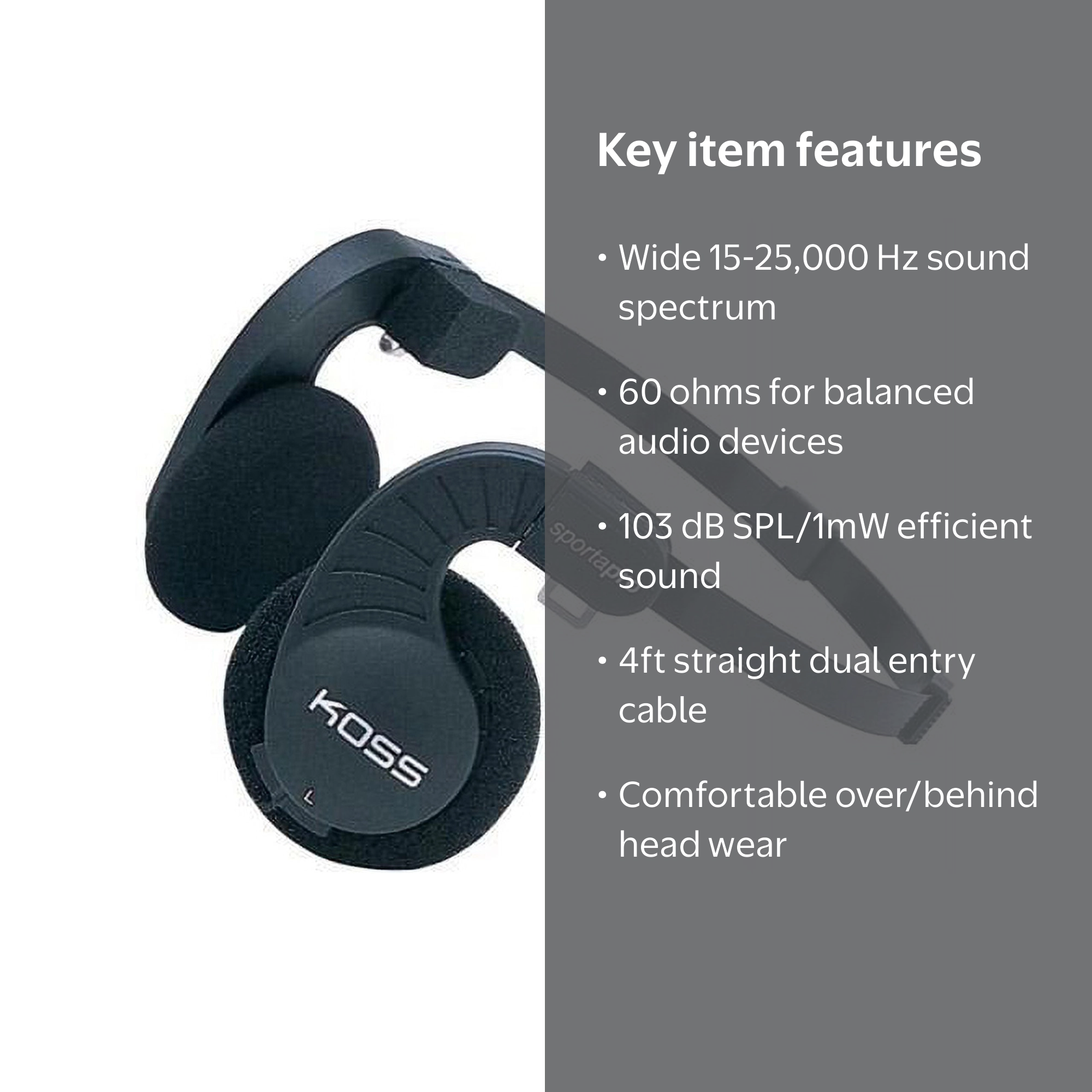 Koss Sporta Pro Travel Wire Head On Ear Headphones, Black