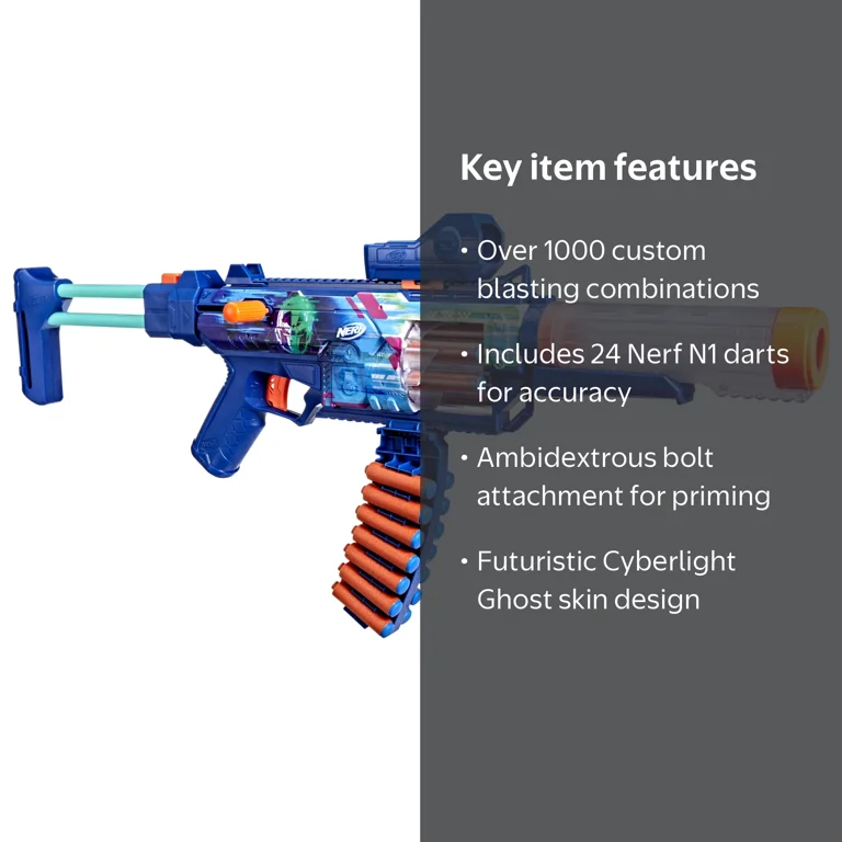 Nerf Loadout Cyberlight Ghost Foam Dart Blaster & 24 Nerf N1 Darts