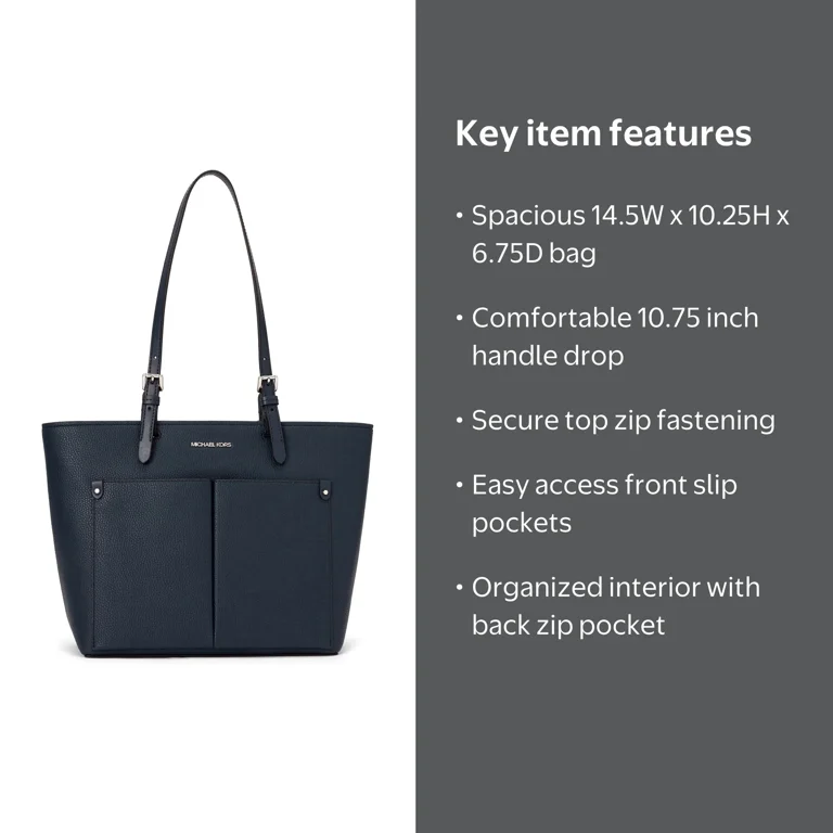Michael Kors Women's Jet Set Medium Vegan Leather Top Zip Pocket
