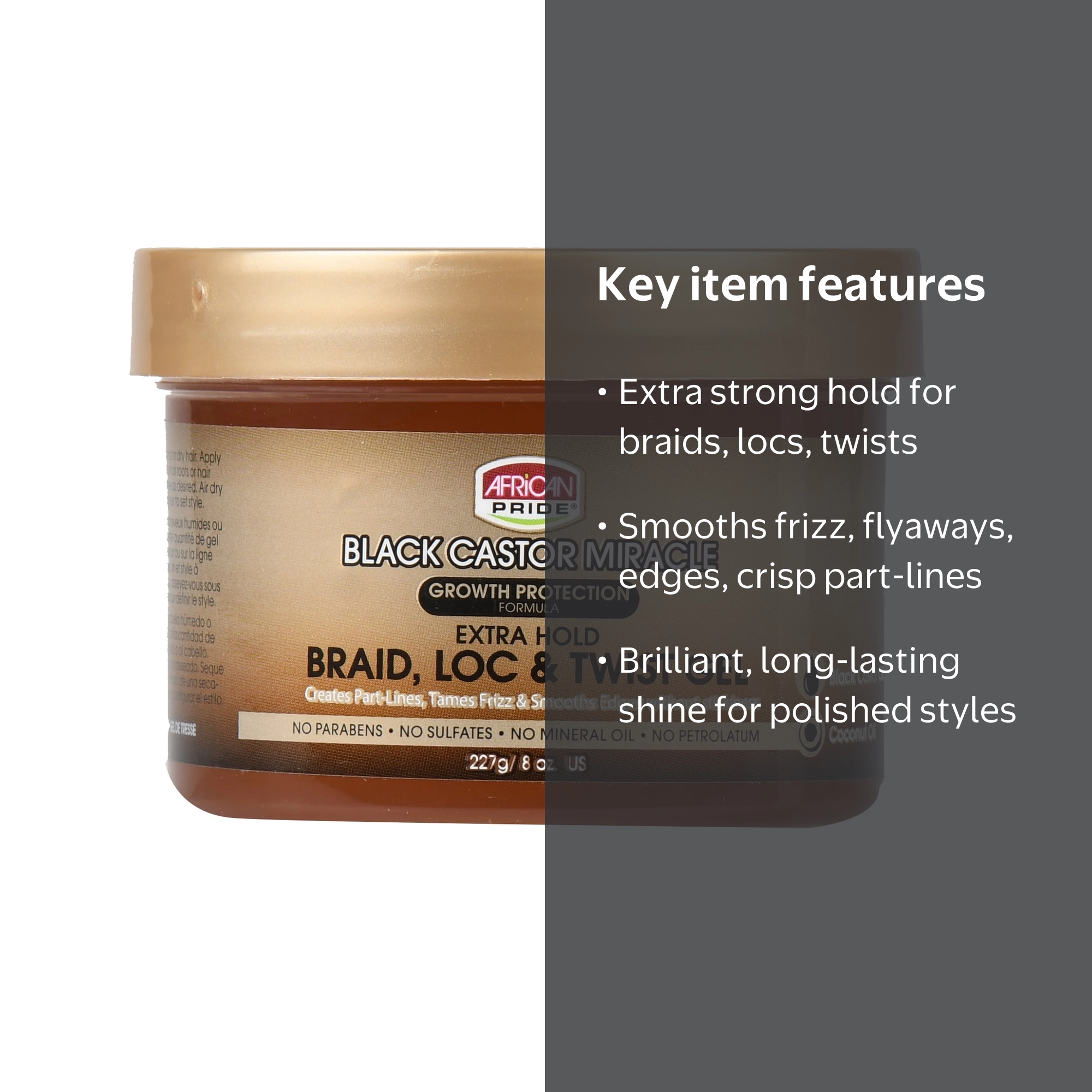 African Pride Black Castor Miracle 8 Oz. Extra Hold Braid Gel
