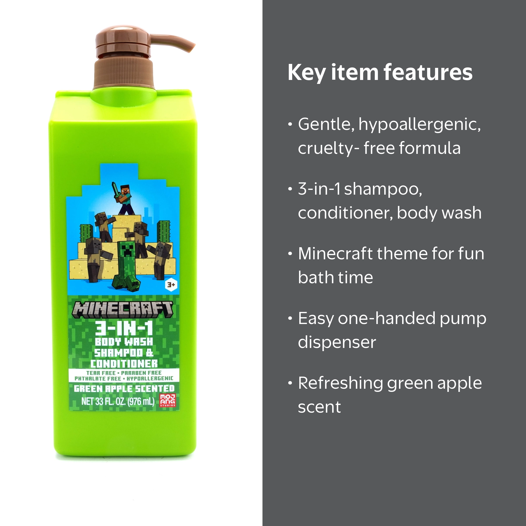 Minecraft 3-in-1 Wash, 33oz, Green Apple Scented, Age 3+ - Walmart.com