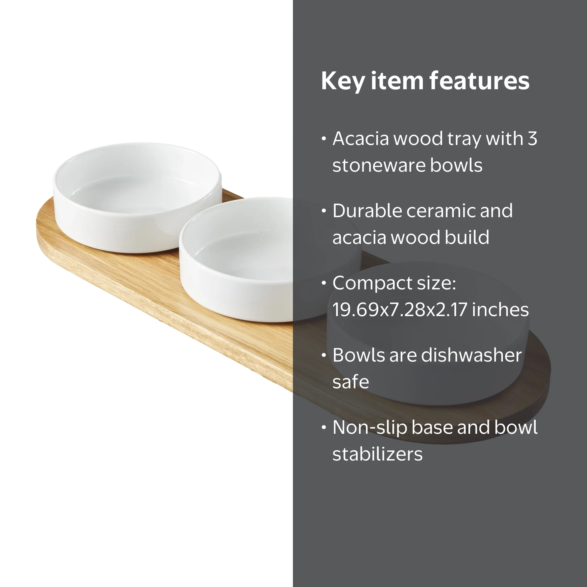 Better Homes & Gardens Acacia Wood Tray and Ceramic Bowl Set for