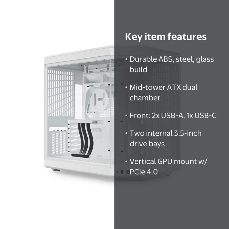 HYTE Y70 CS-HYTE-Y70-WW Dual Chamber Mid Tower ATX Case, Snow