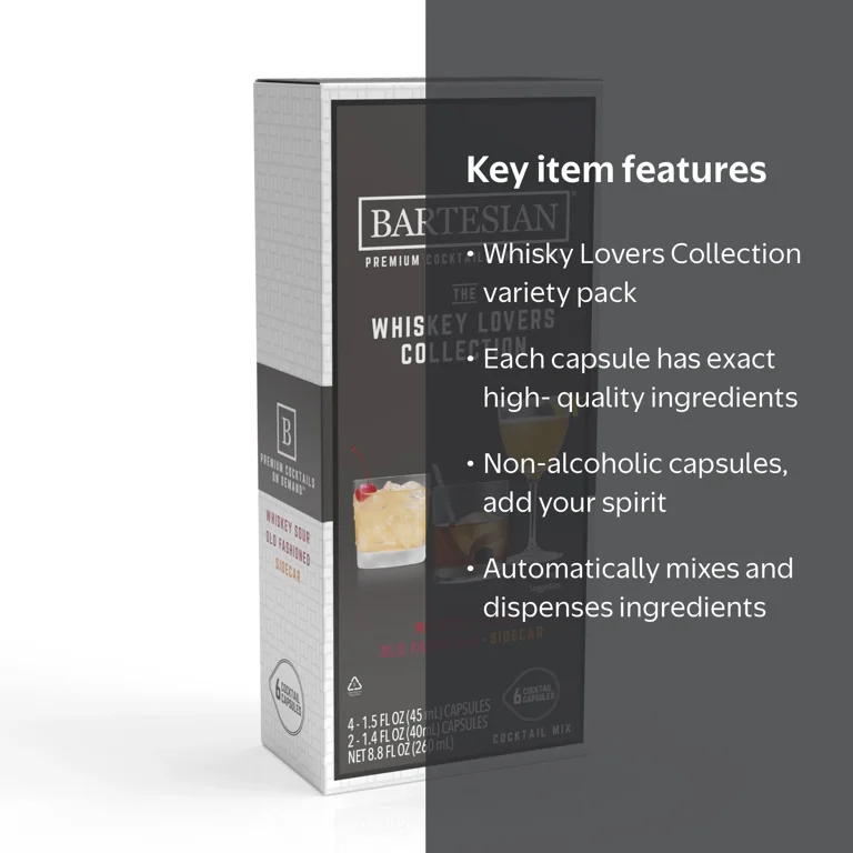 Bartesian Cocktail Mixer Capsules, Whisky Lovers Collection, 6