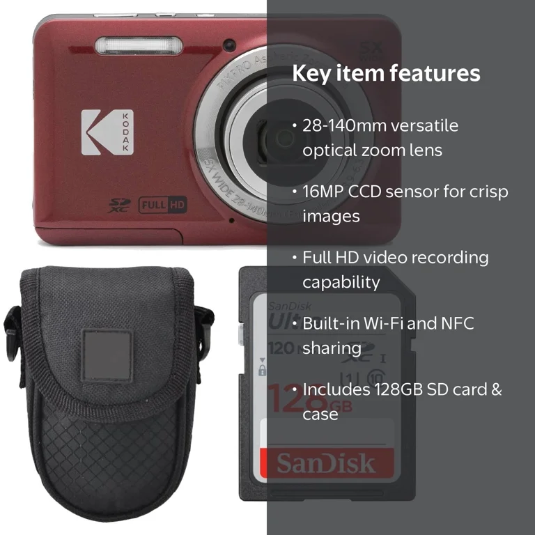 Kodak Digital Camera with 28-140mm 16MP CCD Sensor Full HD Video