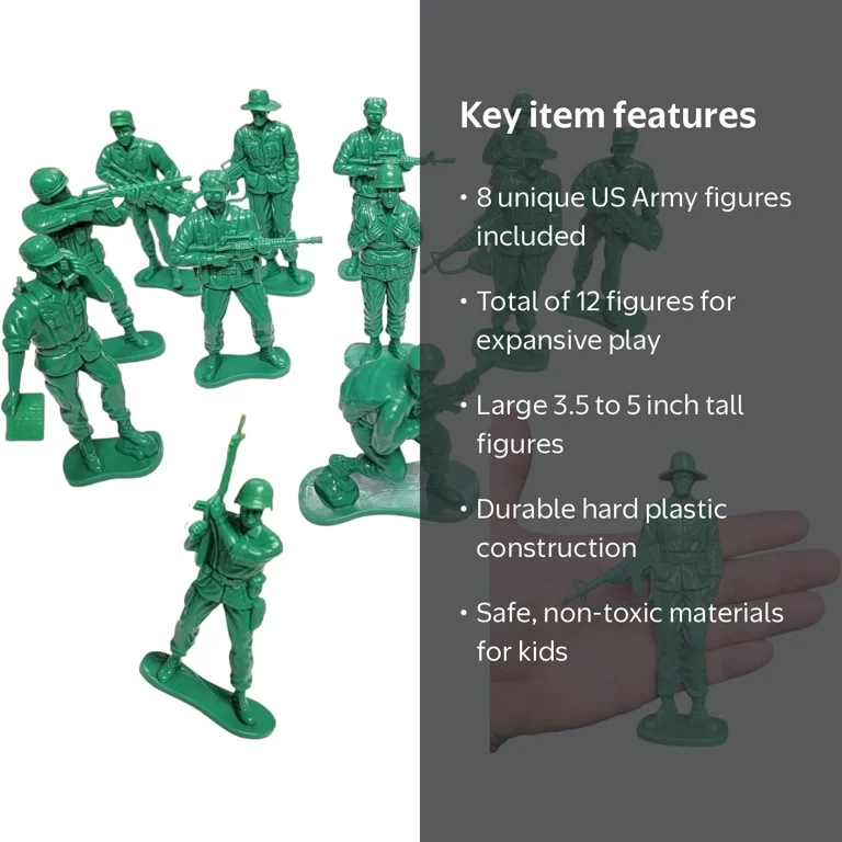 Zugar Land Large Green US Army Men Action Figures Plastic Green