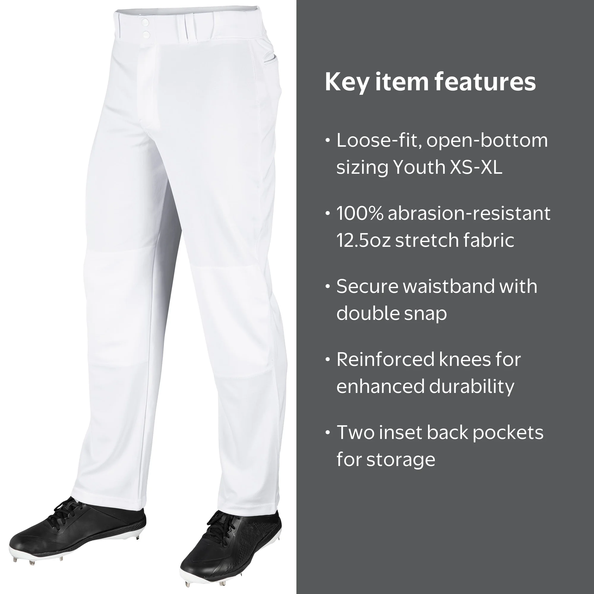 Champro MVP Open Bottom Relaxed Fit Baseball Pants, Youth Medium