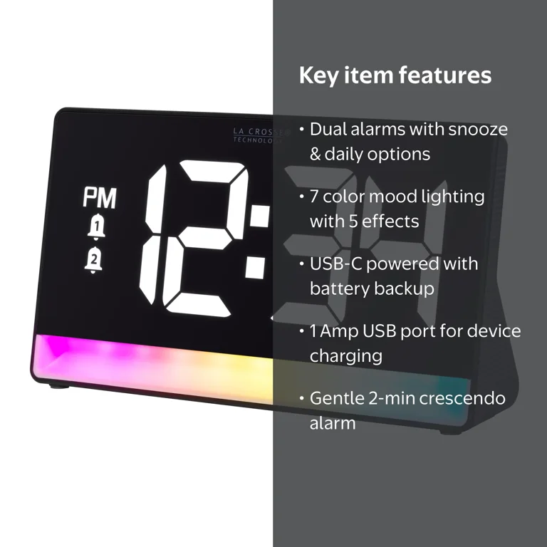 La Crosse Technology Digital Color Changing Deep Sleep Alarm Clock