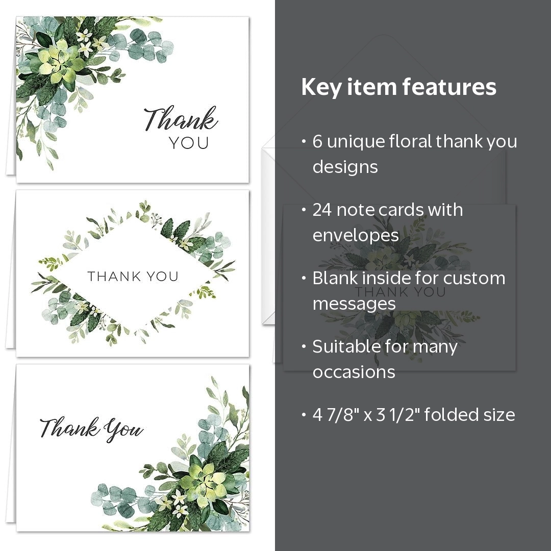 Canopy Street, Lush Greenery Thank You Notes, 24 Cards and