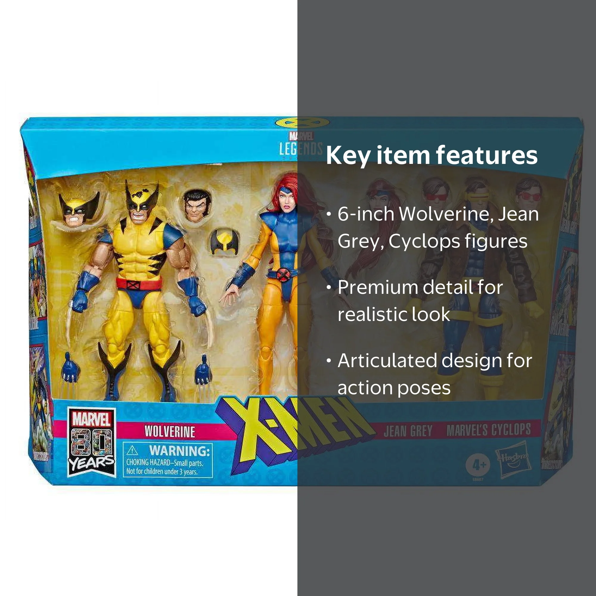 Hasbro Marvel Legends X-Men 6-inch Figures 3-Pack, Wolverine, Jean