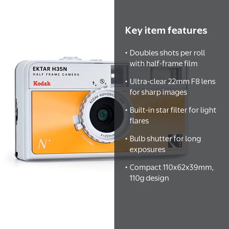 Kodak Ektar H35N Half-Frame Film Camera (Glazed Orange) - Walmart.com Kodak Ektar H35N Half-Frame Film Camera (Glazed Orange) - Walmart.com