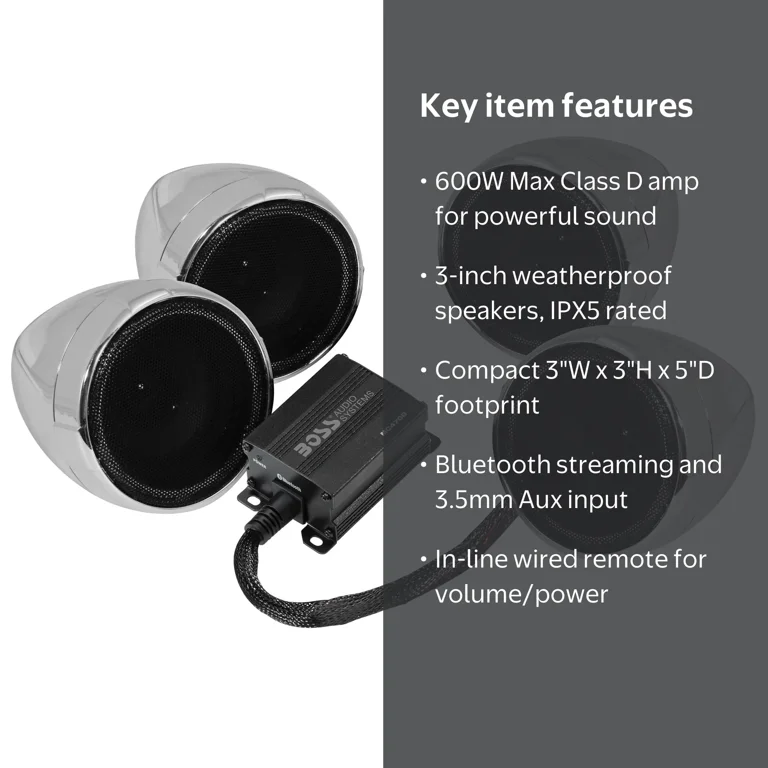 BOSS Audio Systems, Motorcycle Speakers, 3