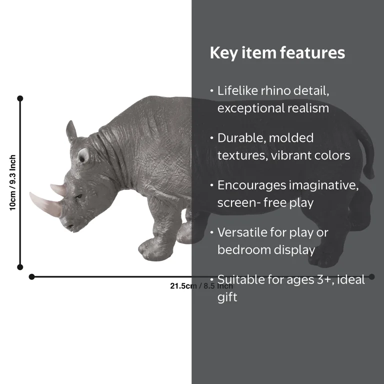 Animal Adventure Replicas - Rhino by Deluxebase, Realistic Animal