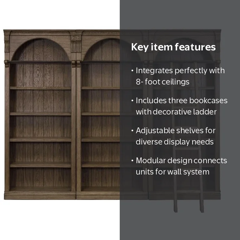 Martin Furniture, Traditional 8' Tall Wood Bookcase Wall with