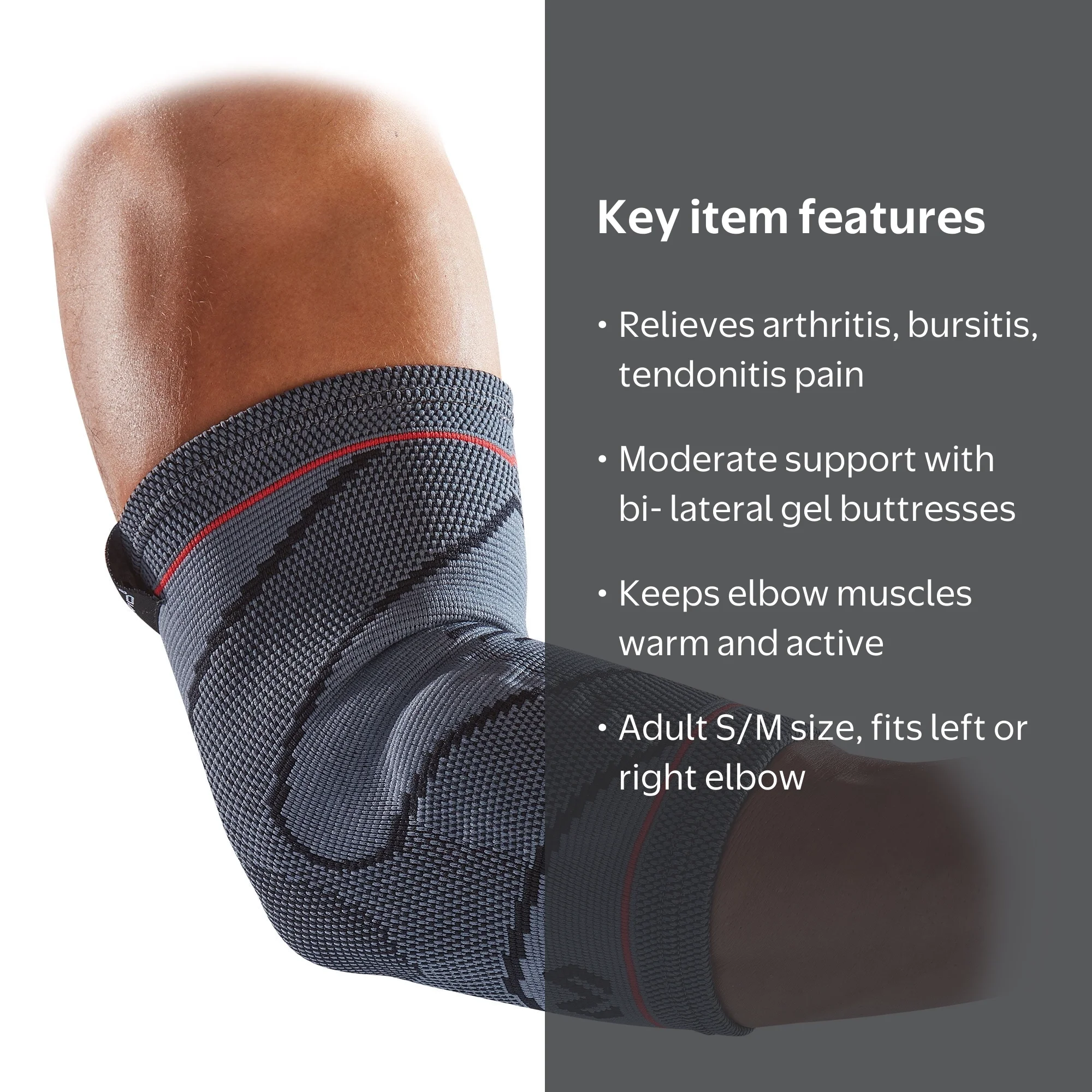 McDavid Sport Compression Elbow Sleeve, Adult, S/M, Unisex, Black