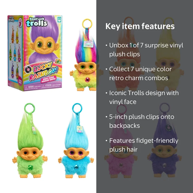 Happy Haul Good Luck Trolls Vinyl Plush Clip-on Surprise Toy, Drop