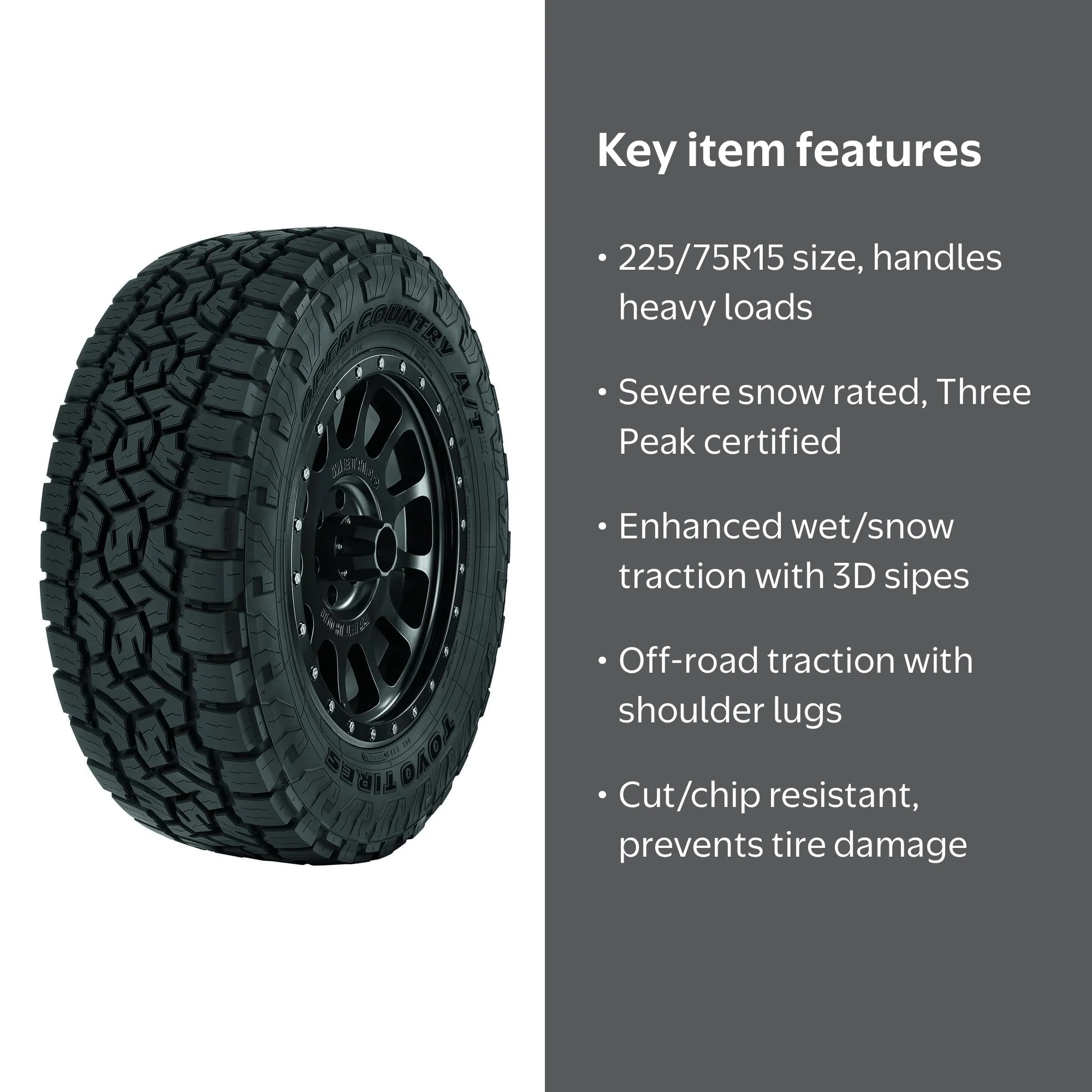 Toyo, Light Truck Tire, 225/75R15 102T, All Terrain Off-Road