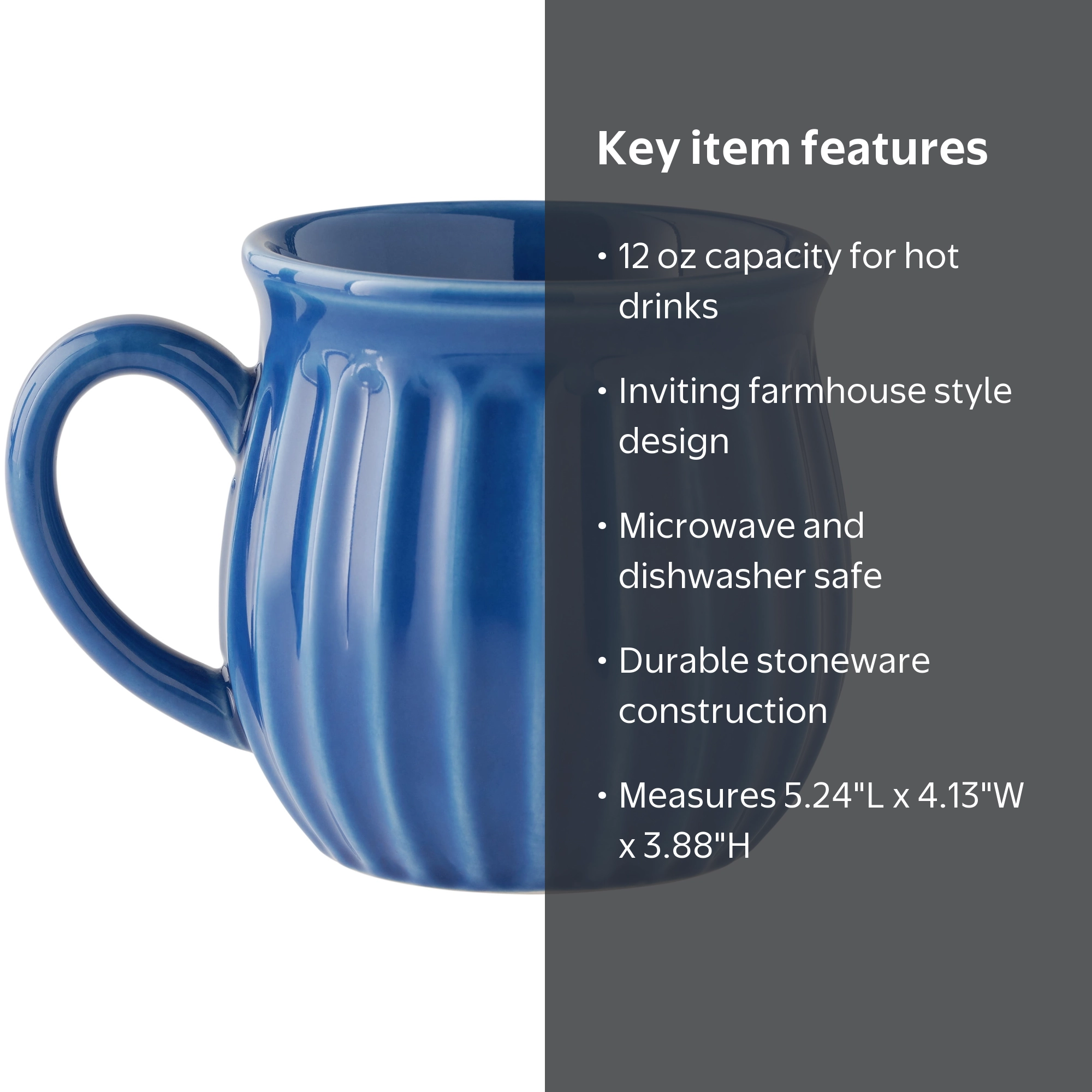 The Pioneer Woman Colette 12-Ounce Blue Stoneware Mug, Rustic