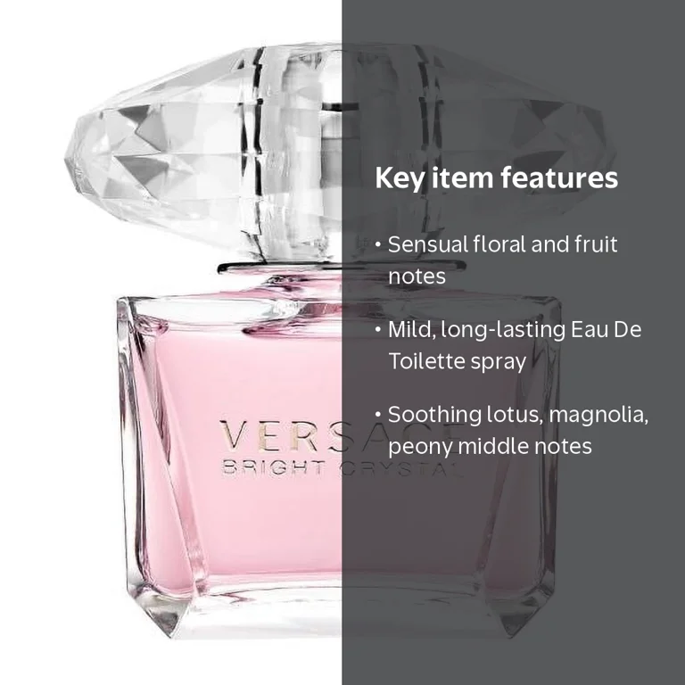 Versace Bright Crystal Eau De Toilette Spray, 3 oz, Perfume for