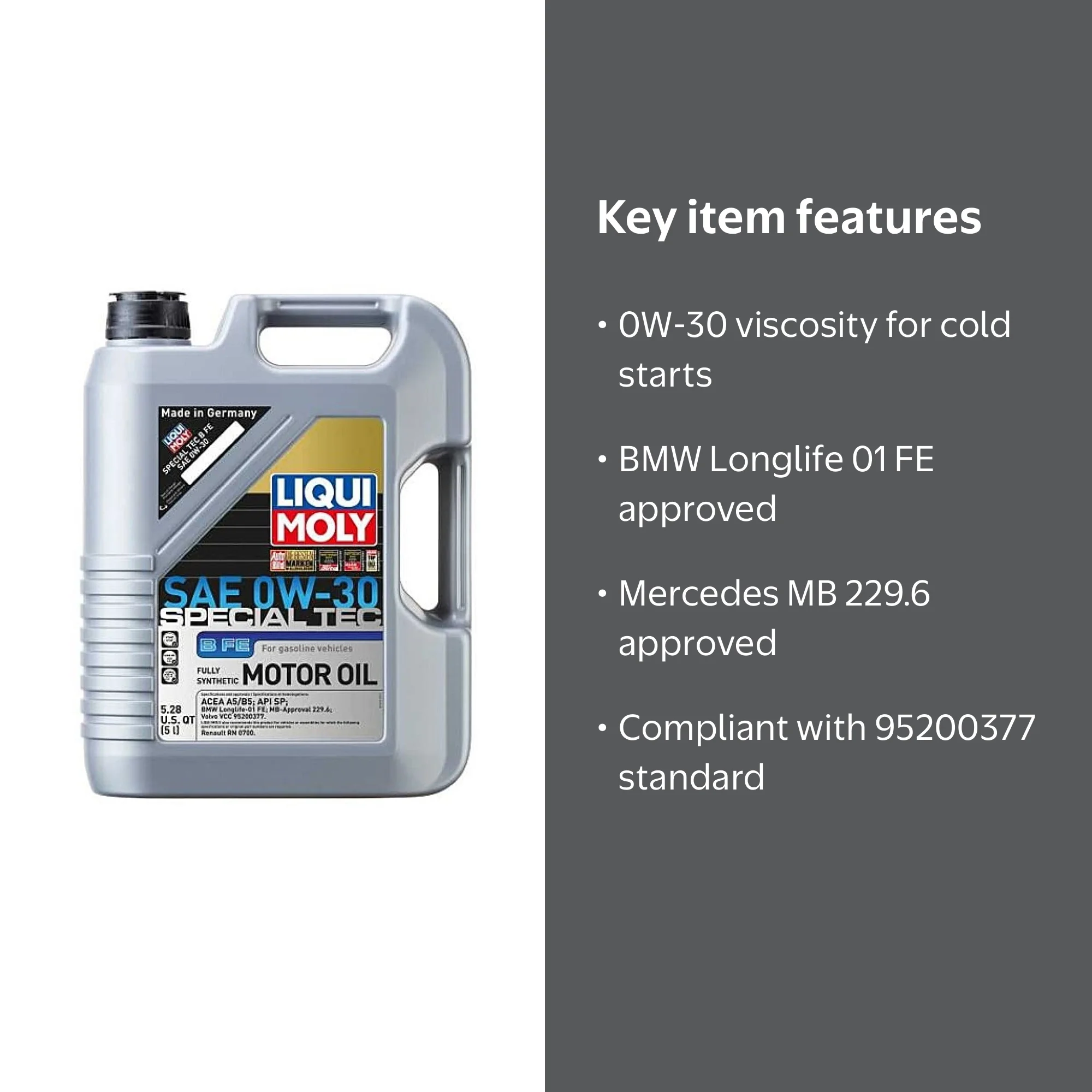 Liqui Moly 0W-30 SAE Special Tec B FE, Longlife 01 FE, 229.6
