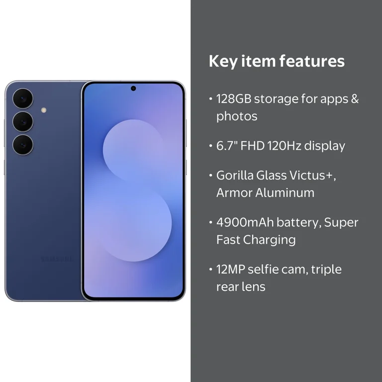Samsung, Smartphone, Galaxy S25 FE 128GB, Unlocked Navy - Walmart.com
