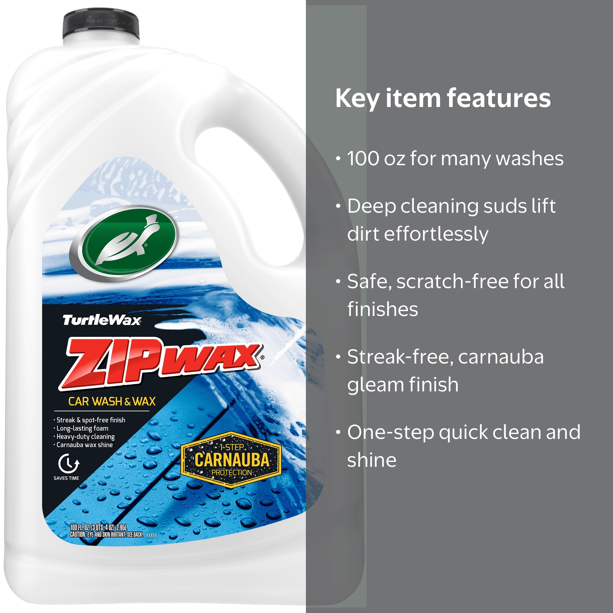 Turtle Wax 53870 Zip Wax Quick and Easy Car Wash and Wax, 100 oz