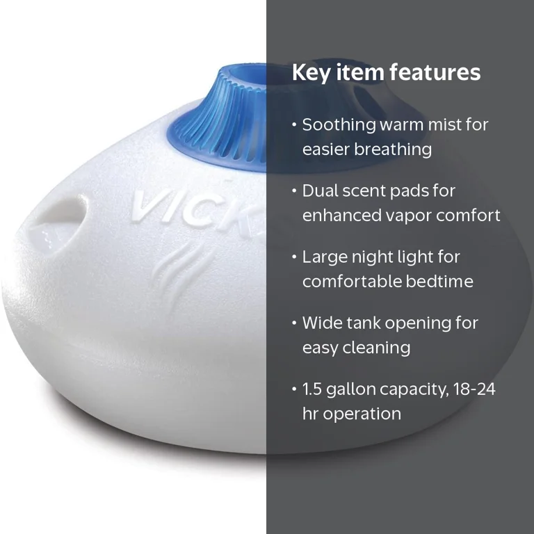 Vicks, Warm Steam Vaporizer, 1.5 Gallon, with Night-Light